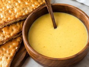 Creamy celery soup with potato and garlic