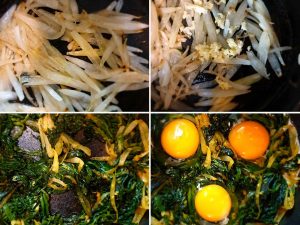 Nargesi recipe cooking steps in a skillet