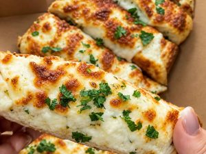 Golden crispy garlic bread
