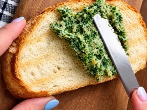 Fresh homemade garlic bread with parsley