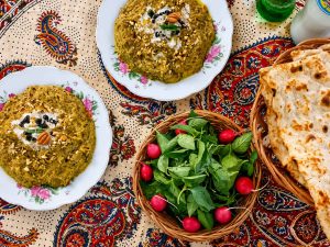 Homemade Kashke Bademjan with eggplant, kashk, garlic, and walnuts
