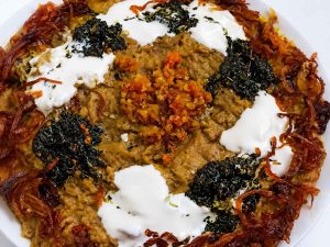 Authentic Kashke Bademjan recipe with caramelized onions and garlic