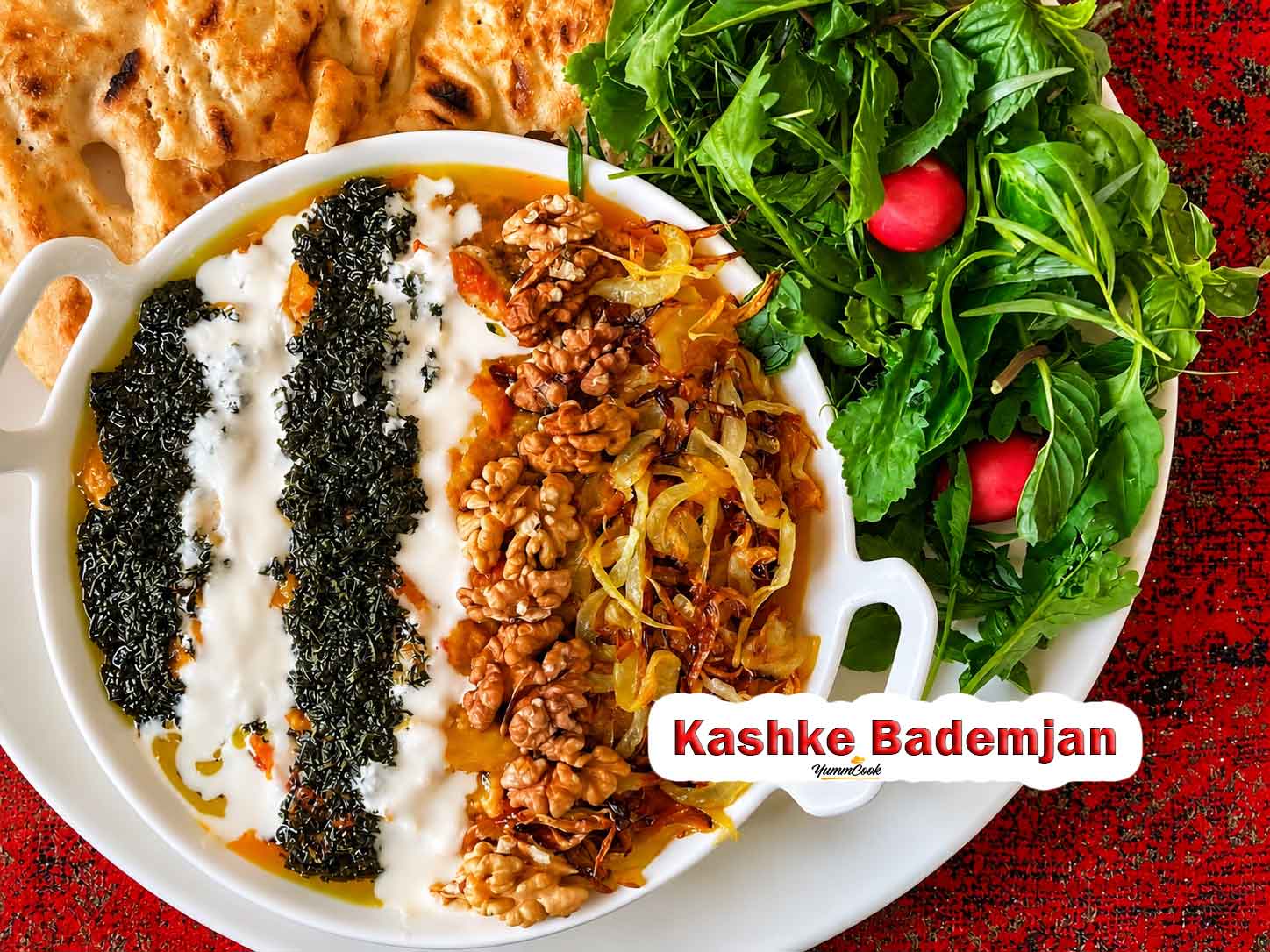 Kashke Bademjan Persian eggplant dip with fried onions and mint