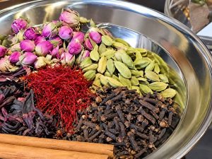 Saffron tea with cardamom and cinnamon