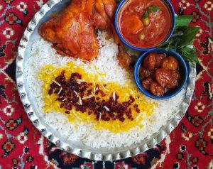 Persian barberry rice with saffron and chicken