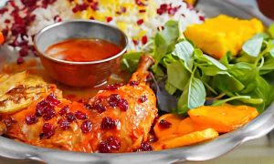 Persian saffron rice with barberries and chicken