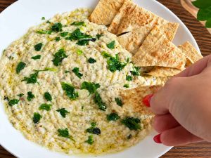 Persian eggplant dip with garlic and mint