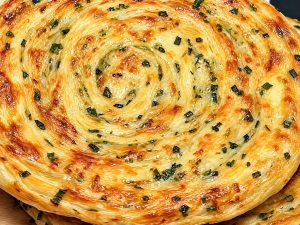 Crispy Katlama bread close-up