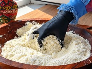 Mixing Katlama dough 