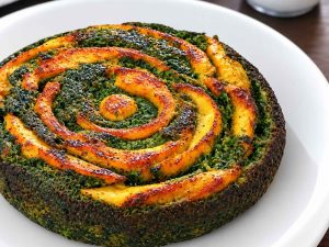 Homemade Kookoo Sabzi with a crispy golden crust