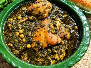 Traditional Gilani Morgh-e Torsh with fresh herbs