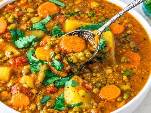 Mung bean soup in a bowl
