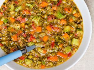 Mung bean soup with vegetables